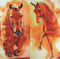 2 Pferdeposter - Kunstdrucke Motiv Springpferd & Dressurpferd