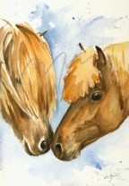 Pferdepostkarte - Kunstpostkarte Motiv Freundschaft