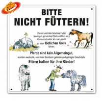 Comic Schilder - Schild 30 x 30 cm "Bitte nicht füttern" für Offenstall / Weide / Koppel