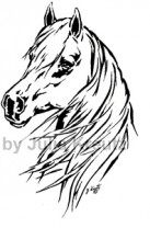 Auto Aufkleber Pferdekopf links Mittelformat schwarz
