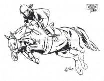 Auto Aufkleber Springreiterin silber Großformat Auto Aufkleber Springreiterin silber Großformat