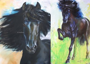 2 Pferdeposter - Kunstdrucke Motiv Black Beauty & Islandpferd