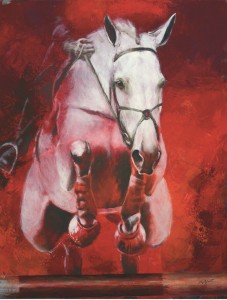 Pferdeposter - Kunstdruck Motiv Springpferd Grey