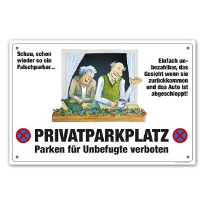 Comic Schilder - Schild "Privatparkplatz" - Parken verboten