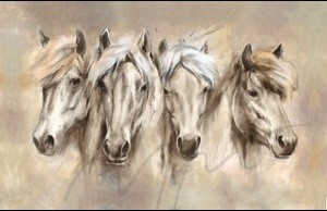 Pferdepostkarte - Kunstpostkarte Motiv Freundschaft