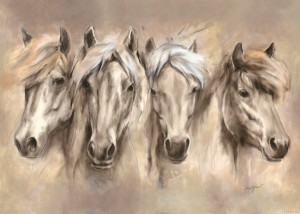 Pferdeposter - Kunstdruck Motiv Freundschaft