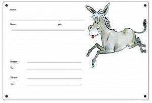 Comic Schilder - Boxenschild - Esel - Maultier