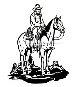 Auto Aufkleber Old West Cowboy - schwarz Großformat rechts