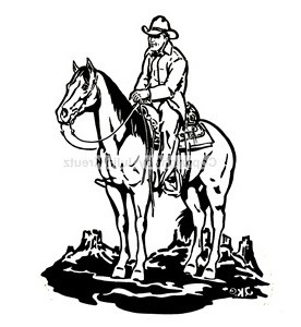 Auto Aufkleber Old West Cowboy - schwarz Großformat