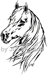 Auto Aufkleber Pferdekopf links Mittelformat schwarz