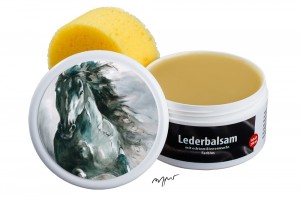 Zwekk© - Leder-Pflege-Set Leder-Balsam 250 ml Pferdemotiv Friesenpferd Ritske