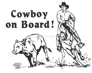 Auto Aufkleber Cowboy on Board silber