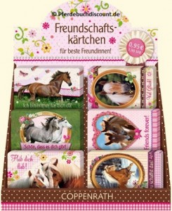 Display mit 60 Freundschaftskärtchen Pferdemotiv