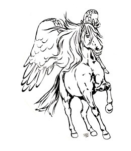 Auto Aufkleber Pegasus silber Großformat
