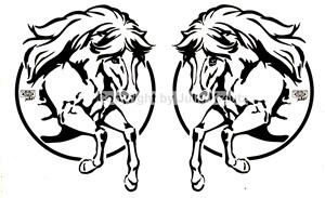 Auto Aufkleber Pony Set silber Mittelformat