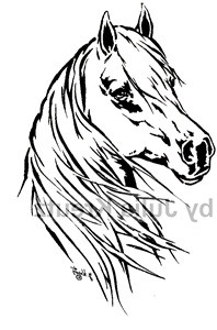 Auto Aufkleber Pferdekopf rechts Mittelformat schwarz