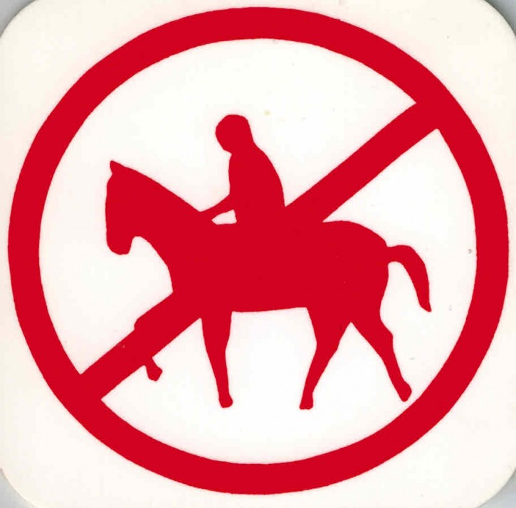 Kunststoff-Schild (klein): Pferd mit Reiter ROT