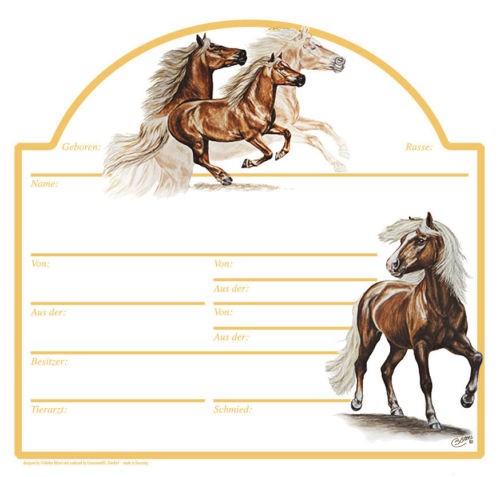 Stalltafel - Boxenschild Motiv Haflinger