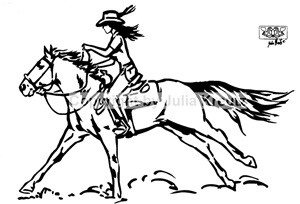 Auto Aufkleber Westerngirl Galopp Silber
