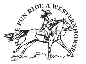 Auto Aufkleber Have fun ride a Westernhorse schwarz