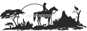 Auto Aufkleber Cowgirl Landschaft schwarz Großformat rechts