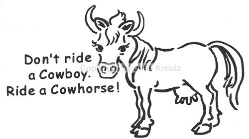 Auto Aufkleber Don´t ride a Cowboy. Ride a Cowhorse ! silber