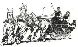 Auto Aufkleber Vierspänner schwarz ohne Schriftzug Großformat links