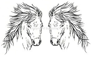 Auto Aufkleber Islandpferdekopf Set silber