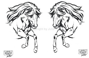 Auto Aufkleber Pony Set silber